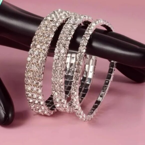 Jewelry - 3pcs Rhinestone Decor Bracelet For Women Fashion Wedding
Gift Engagement…